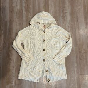 Vintage Bohemian Oversized Cable Knit Sweater - Cream Size L